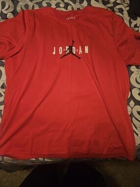Jordan Red Short Sleeve Tee with Black Jumpman Logo